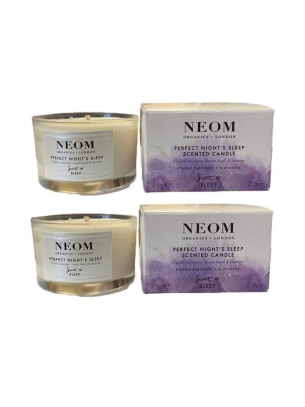Neom Organics Perfect Night's Sleep Scented 2 Candles 7.5 g NEW